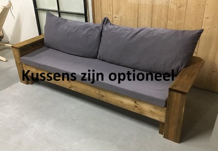 Loungebank hout met kussens