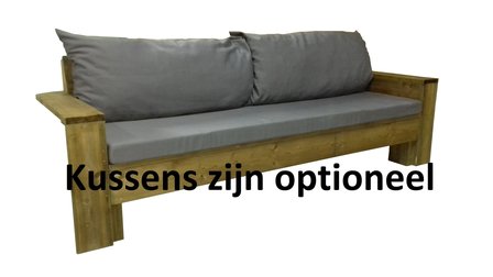 Loungebank hout met kussens