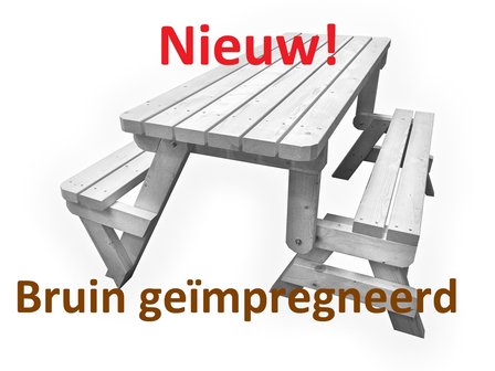 Nieuw inklapbare picknicktafel bruin geimpregneerd