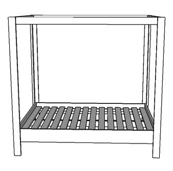 tekening van hemelbed zijkant