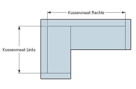 Kussenmaat Lariks hoekbank tekening