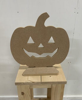 Houten Pompoen Halloween 46cm hoog