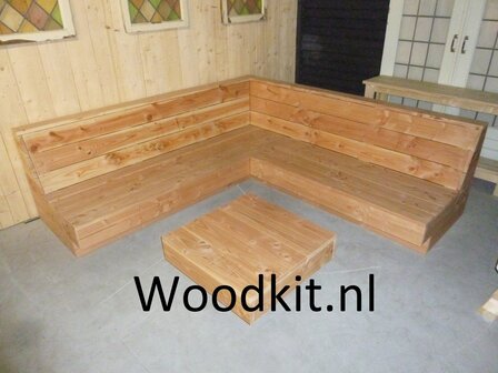 Tuinbank douglas hout hoekbank met hocker