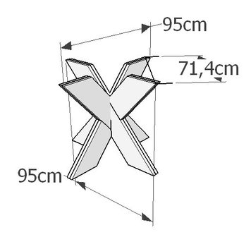 Tekening met maten matrix onderstel