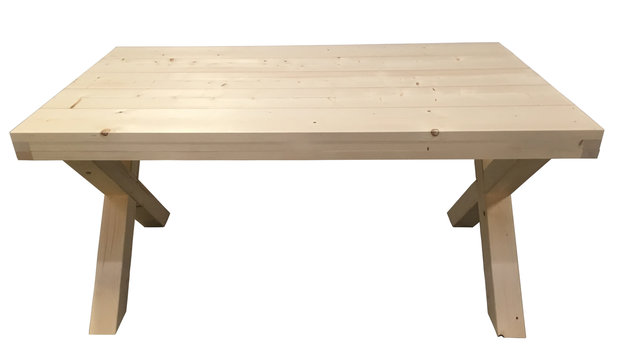 Steigerhout tafel met kruispoten voorkant