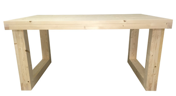 Steigerhout tafel met u onderstel voorkant