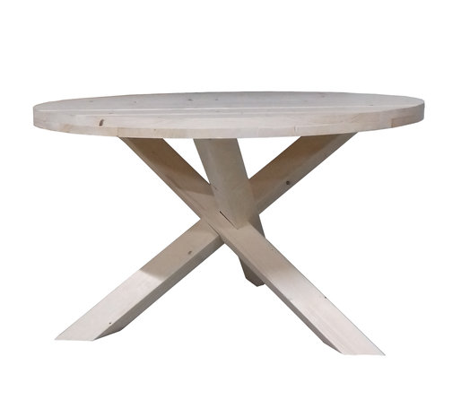 Ronde houten tafel van geschaafd steigerhout