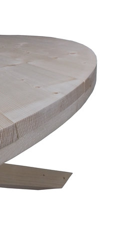 Ronde houten tafelblad zijkant