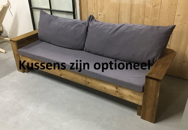Loungebank hout met kussens