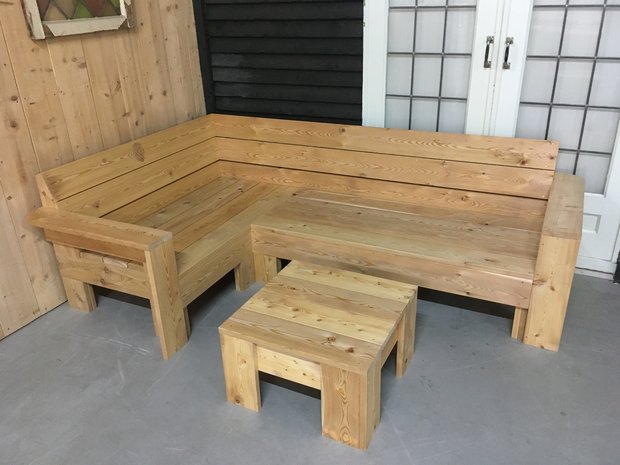 Lariks hoekbank met tafel