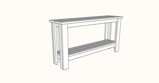 Tekening Side table bouwpakket steigerhout