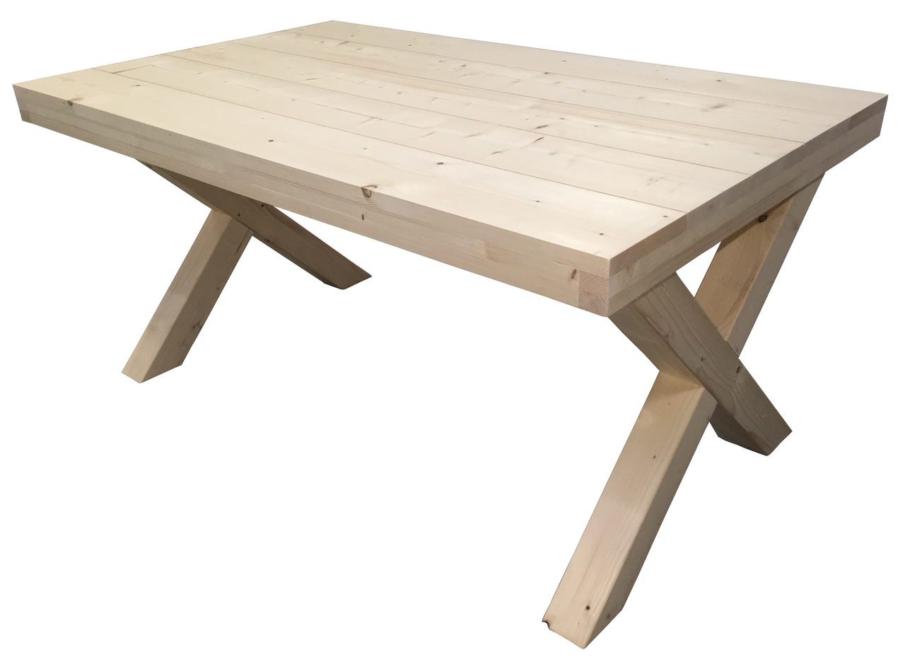 incident tetraëder Gek Steigerhout tafel bouwpakket met kruispoot van geschaafd steigerhout -  Woodkit