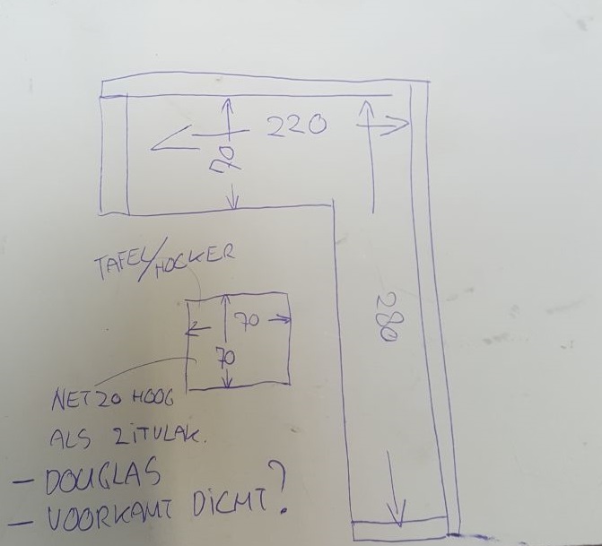 Tekening van de gewenste houten bank