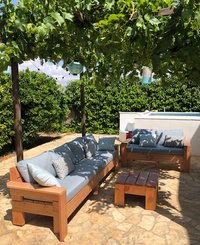 Loungeset douglas hout met kussens en tafel